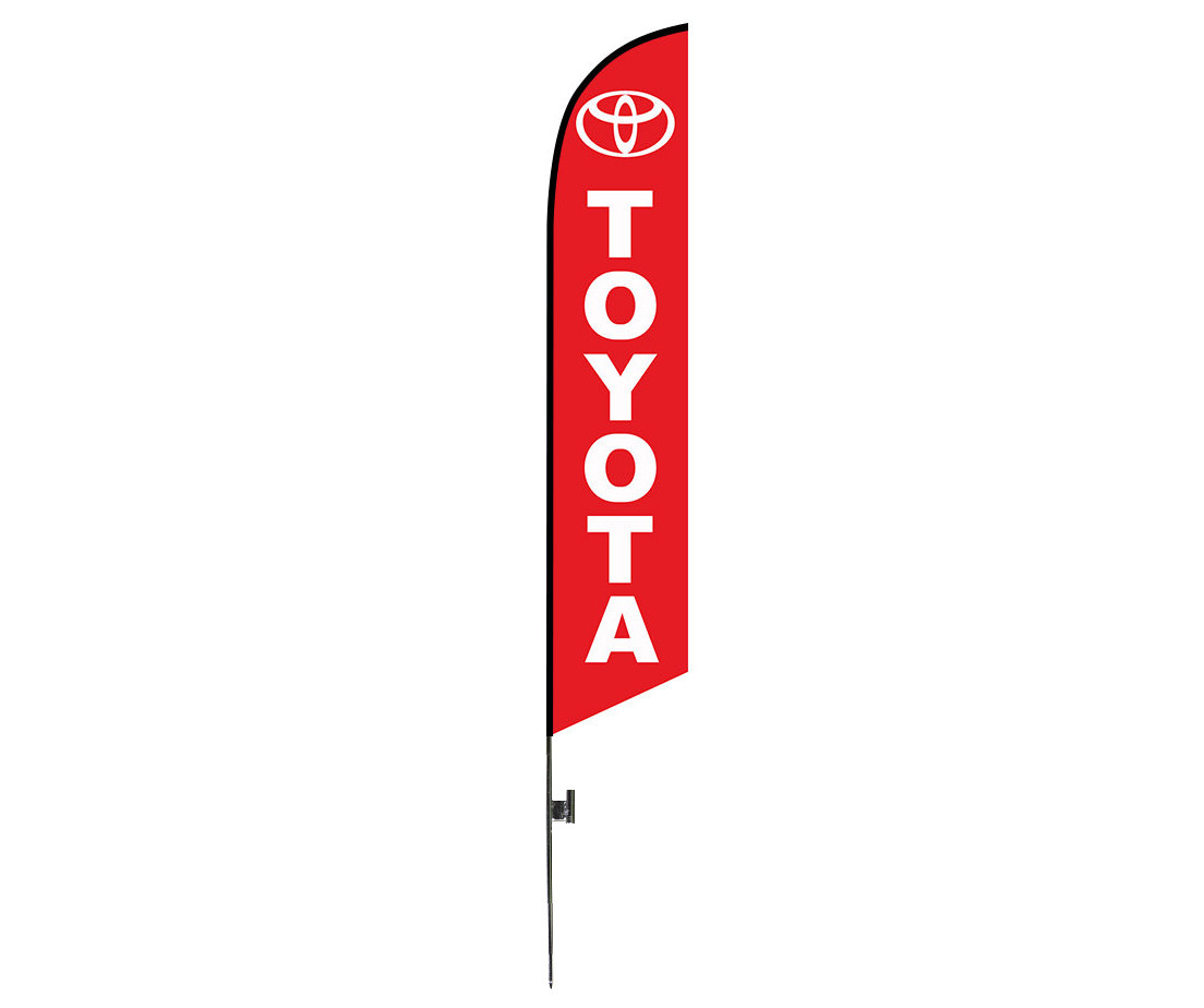 TOYOTA 12ft FEATHER FLAG KIT FIBERGLASS TIP POLE & GROUND SPIKE (2)
