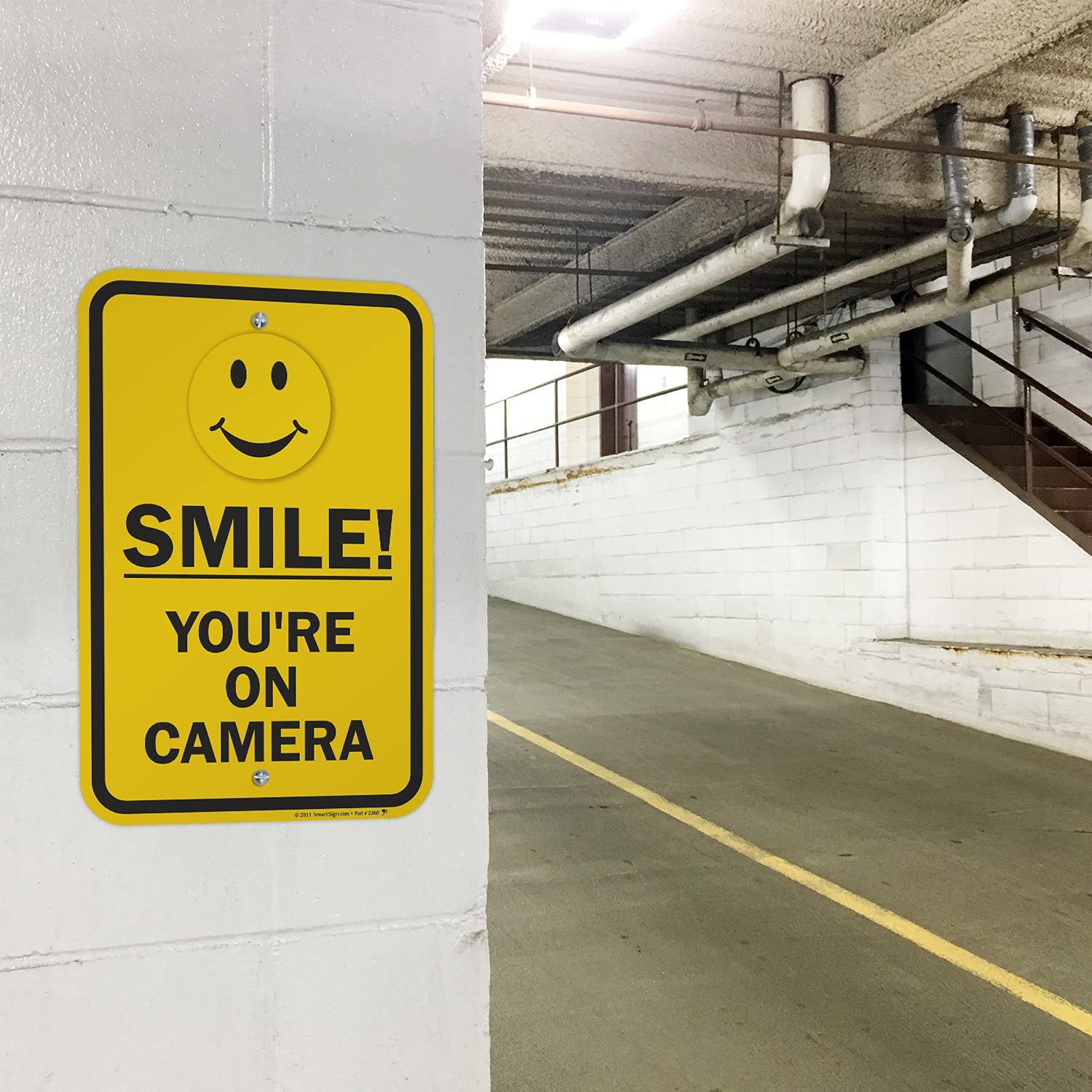 Smile You’re On Camera Sign 12×18 inch Aluminum Security Warning Sign
