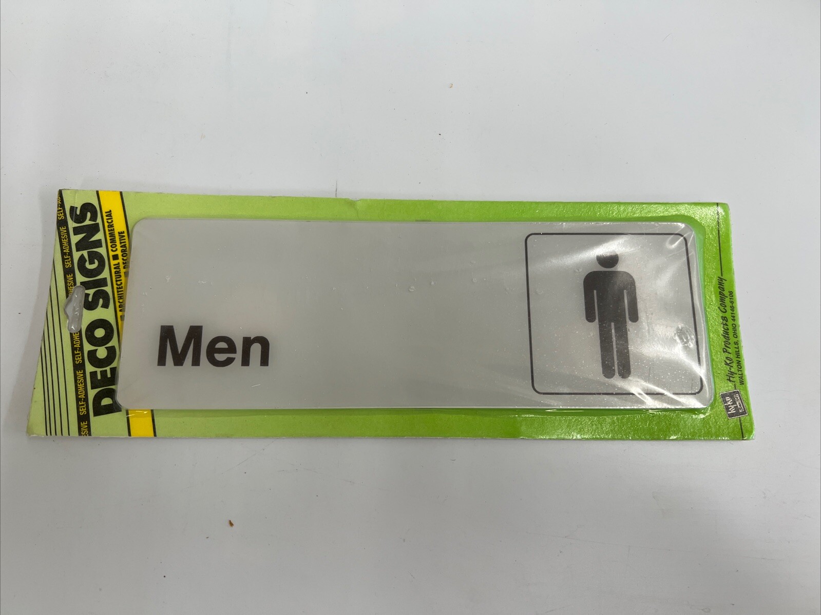 “Men” Restroom Deco Sign Self Adhesive 9” X 3” Hy-Ko Product