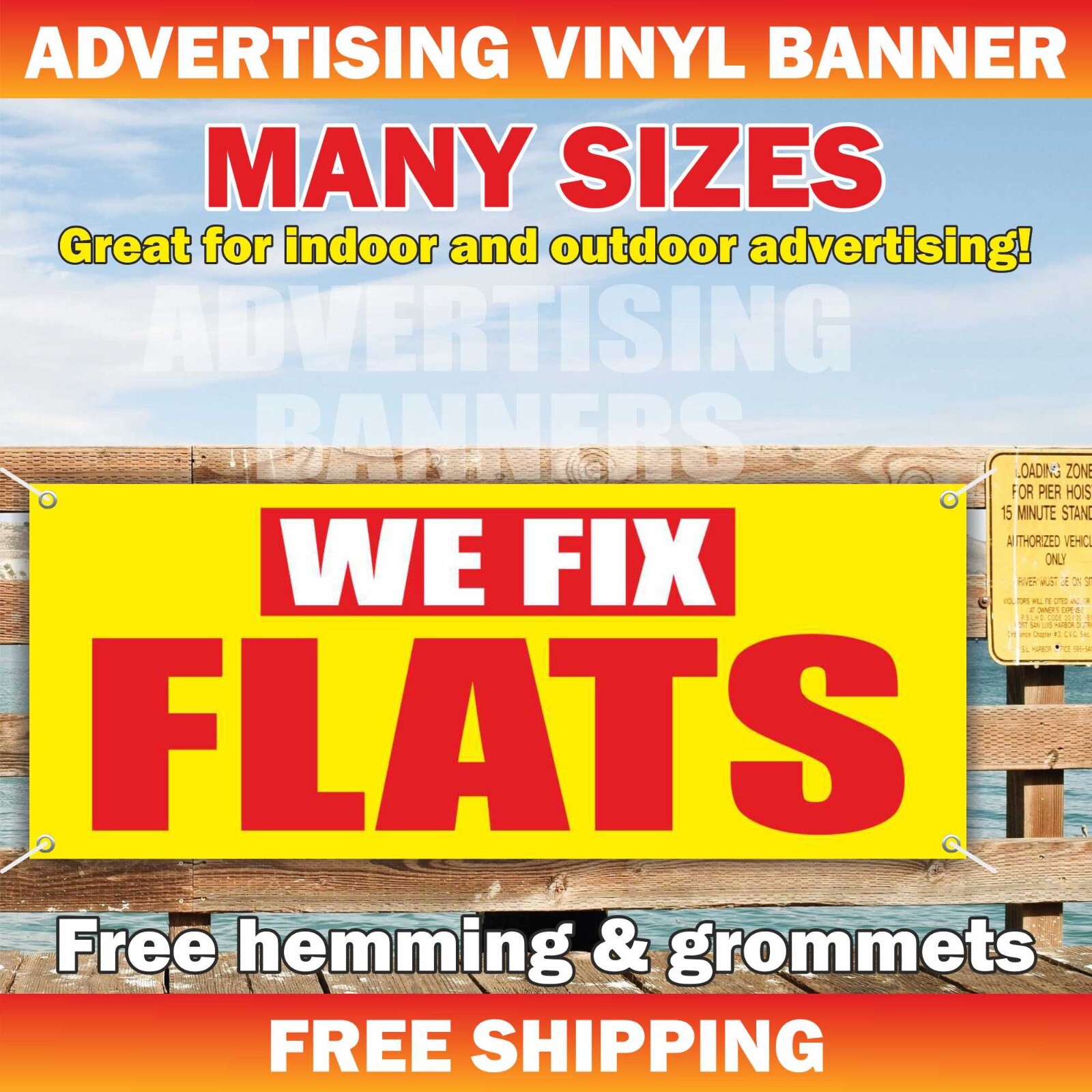 WE FIX FLAT Advertising Banner Vinyl Sign tires service wheel repair rims auto
