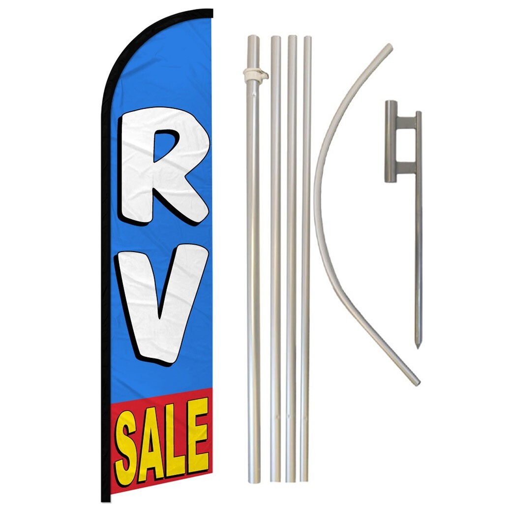 RV Sale Full Curve Windless Swooper Flag & Pole Kit Camper