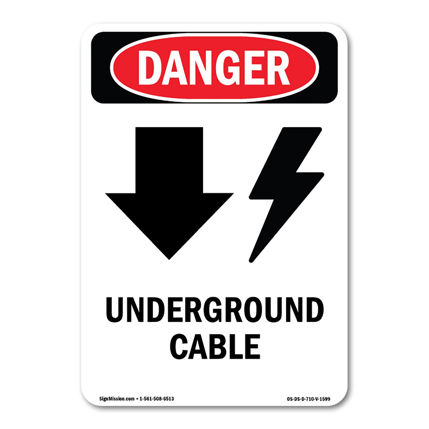 Underground Cable ANSI Danger Sign Metal Plastic Decal
