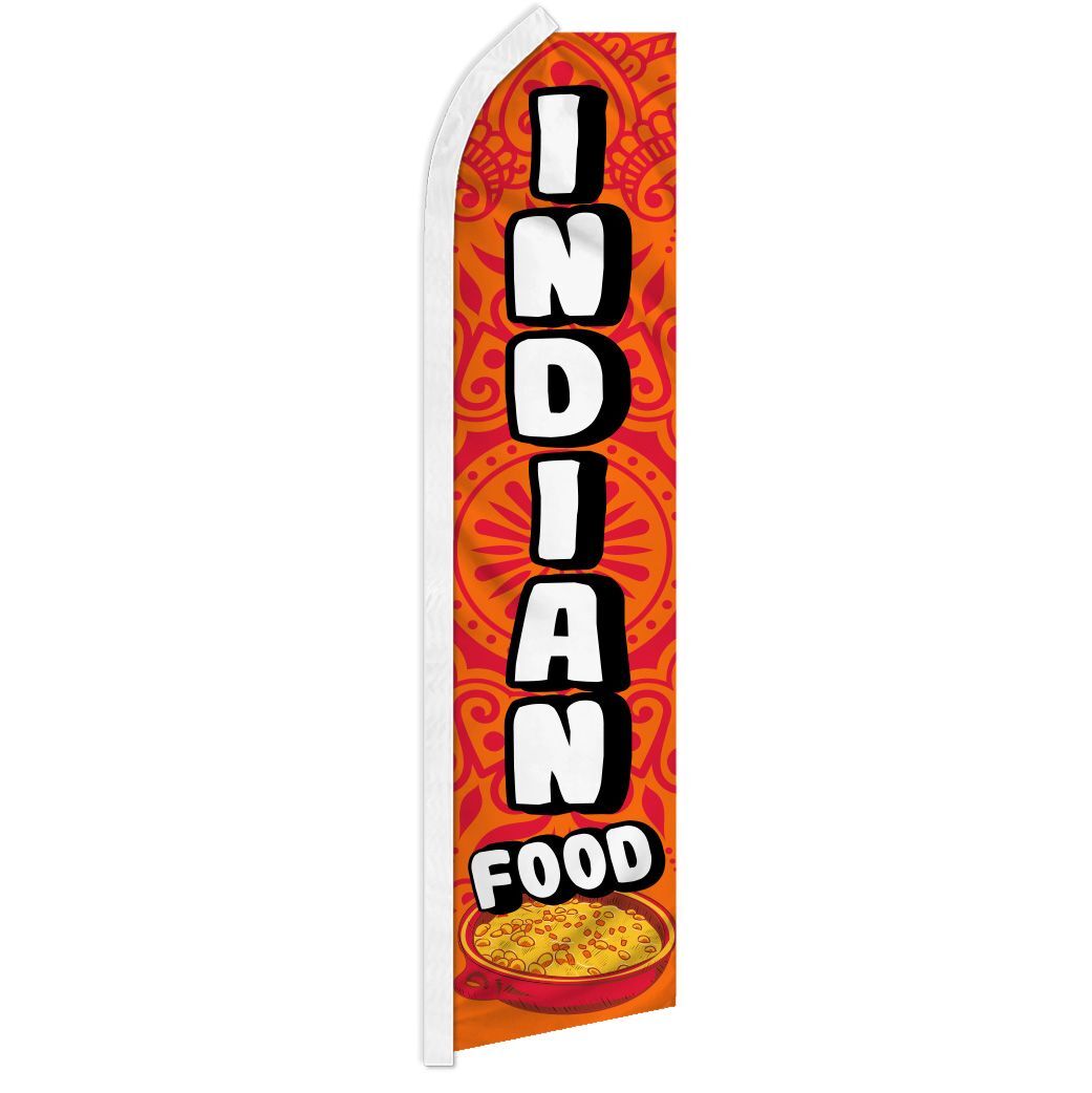 “INDIAN FOOD” advertising super flag swooper banner business sign India curry