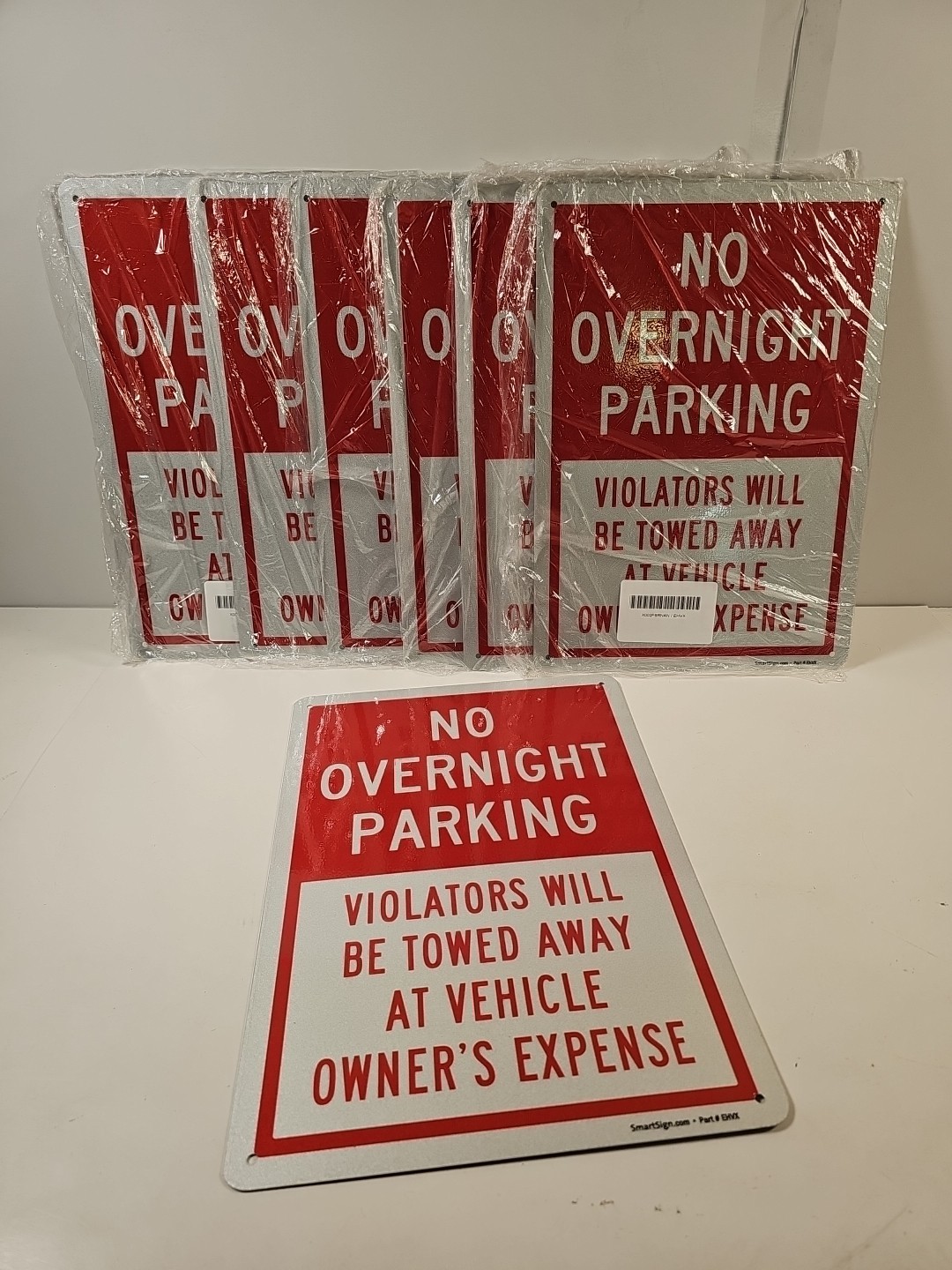 Smart Sign 14″ x 10″ NO OVERNIGHT PARKING Metal Signs 7ct