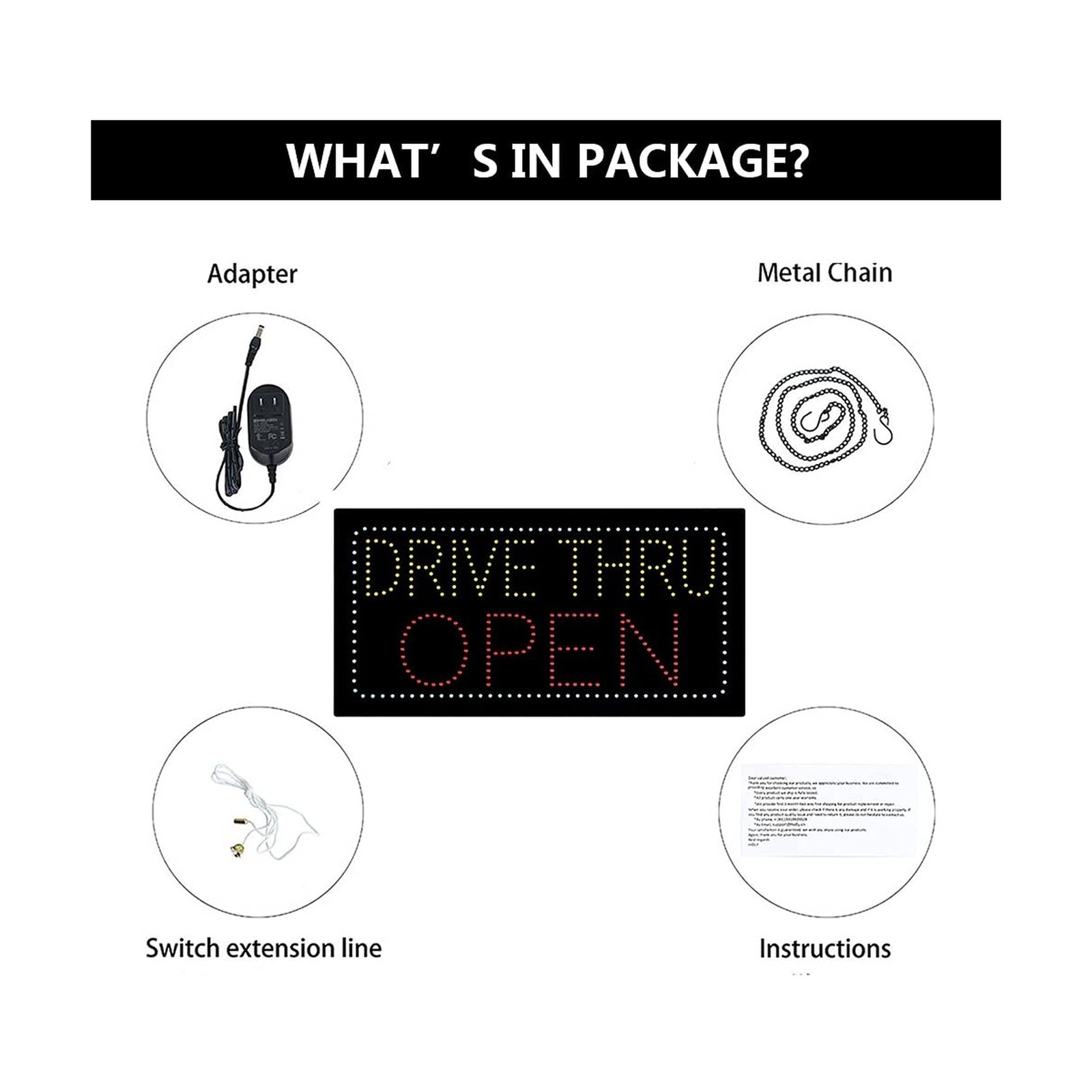 LED Drive Thru Sign for Business, Super Bright LED Open Sign for Fast Food, E…