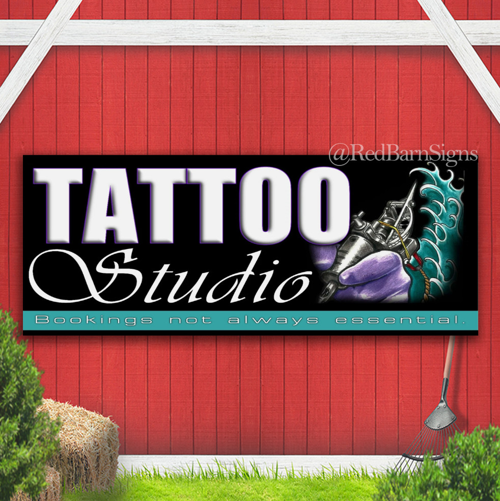Tattoo Studio Indoor Outdoor Banner Sign with grommets