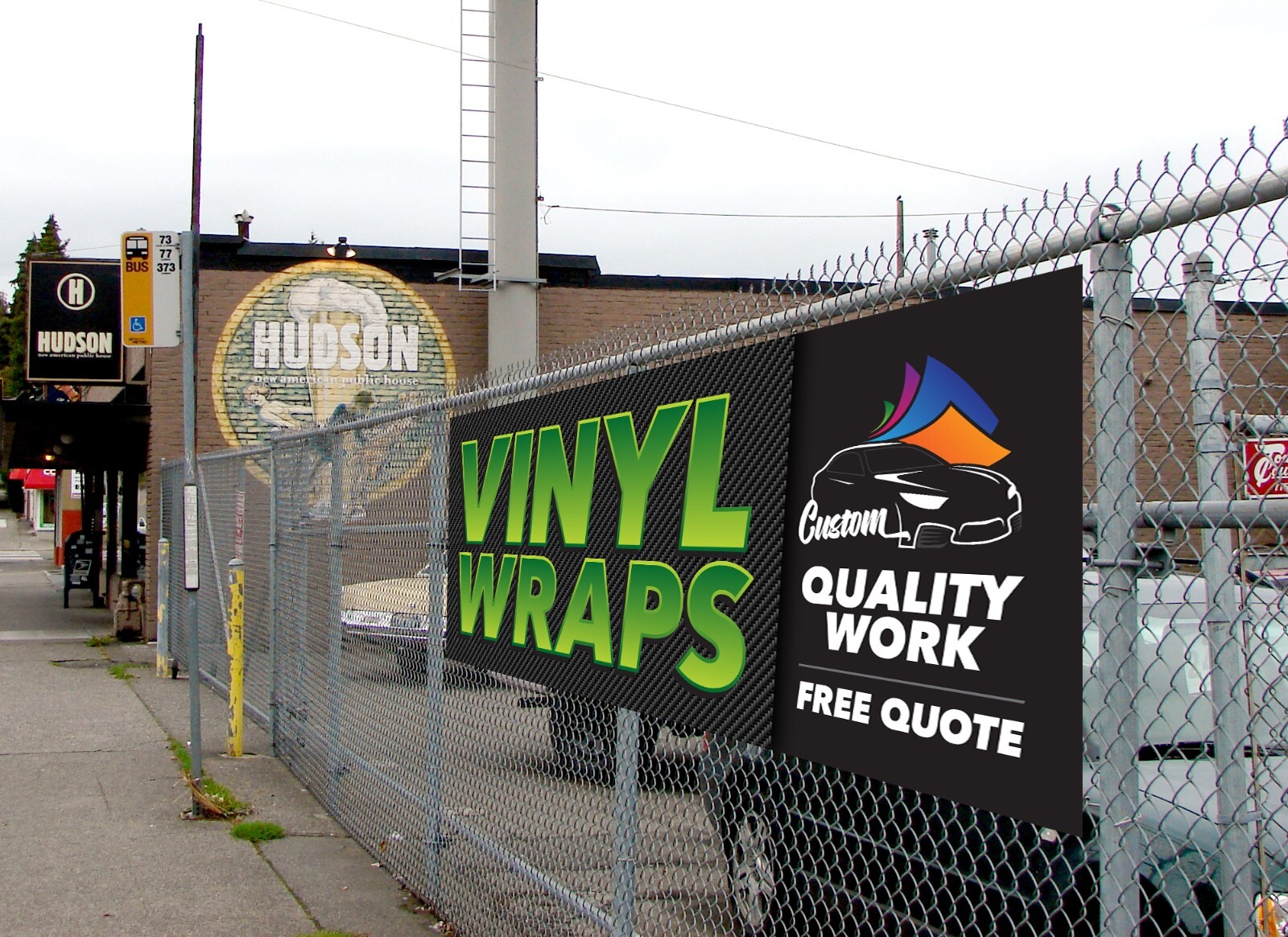 VINYL WRAPS Banner – Custom Auto Vinyl Wrap Shop Sign – Car Truck Wrap Road Flag