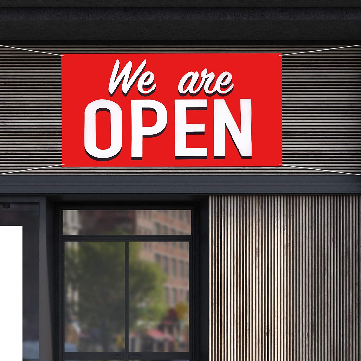 We Are Open Banner 24X48 Inch Polyester Store Sign Outdoor Indoor Business D�Cor