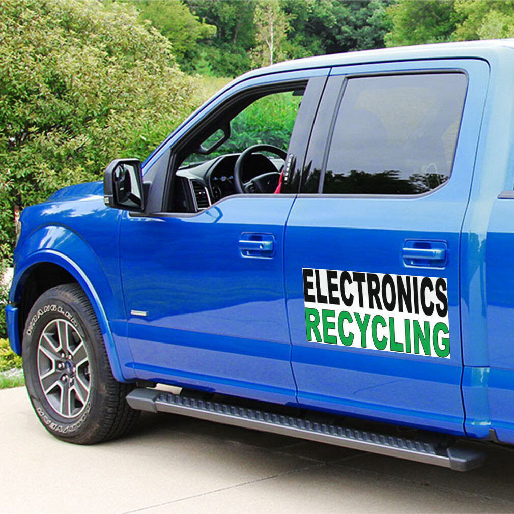 Car Magnet Set of 2 Electronics Recycling Black Green Industrial Sign