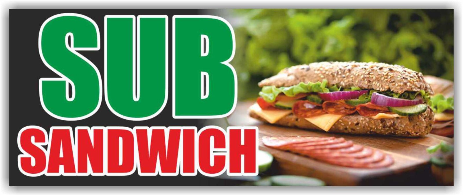 SUB SANDWICH Advertising Banner Vinyl Sign Burger Hamburger Fast Food Meat Cafe