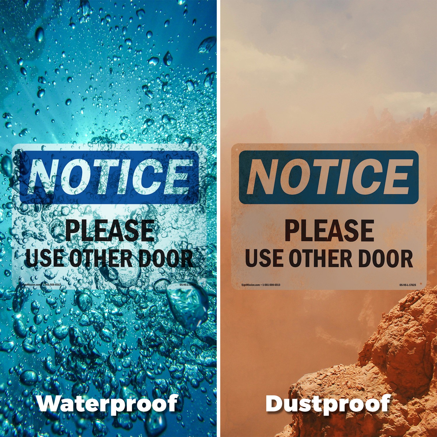 Please Use Other Door OSHA Notice Sign Metal, Plastic, Or Decal – 5 or 10 Pack