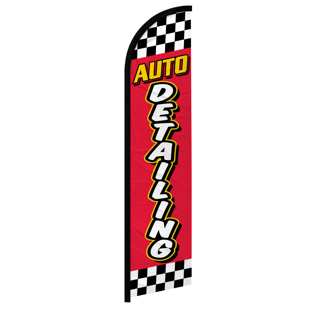 Auto Detailing Windless Swooper Flag Auto Body RED
