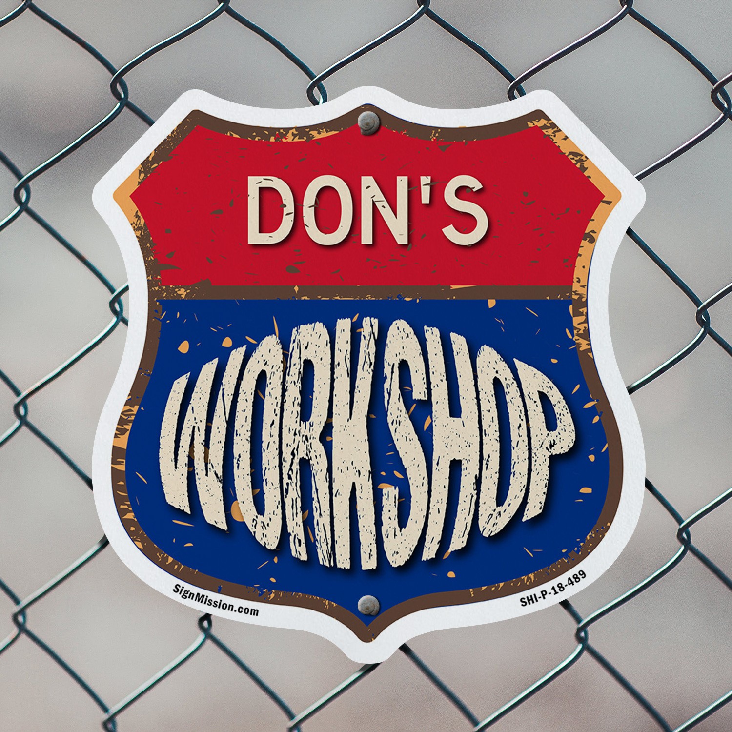 Don’s Workshop Shield Shaped Sign Weather Resistant Crafted in the USA