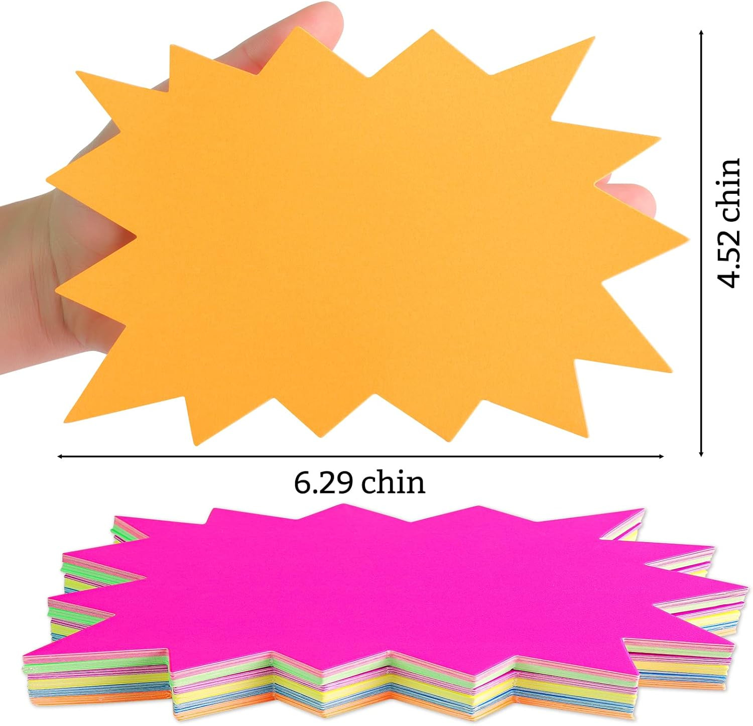 90 PCS Starburst Signs Fluorescent Neon Signs Blank Star Shape Retail Sale Tags