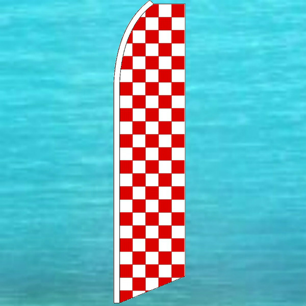 CHECKERED RED WHITE FLUTTER FLAG Checkers Feather Swooper Tall Event Sign Banner