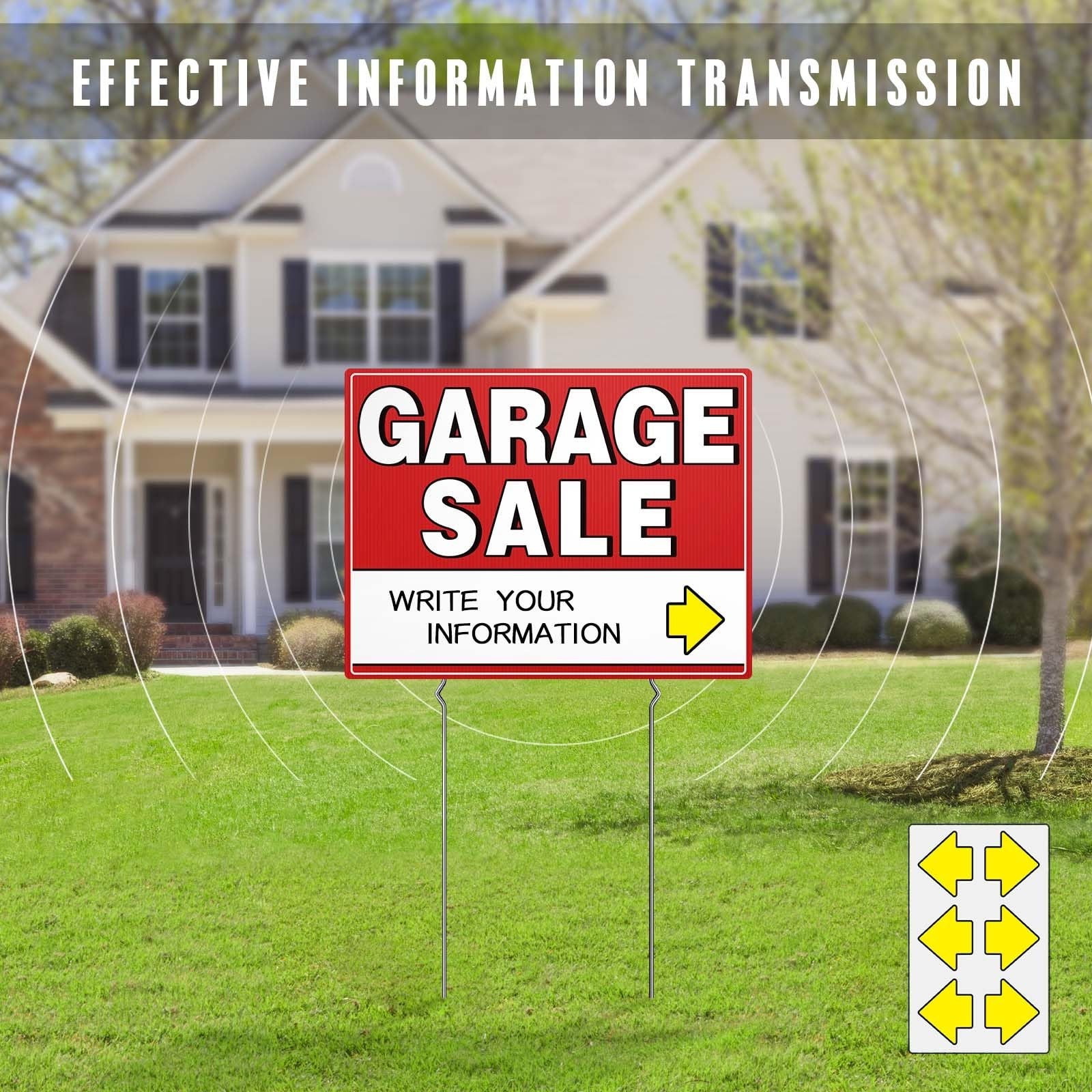 Garage Sale Kit – 10 Pcs: 5 Weatherproof Signs & Price Stickers, Yard Sale Suppl