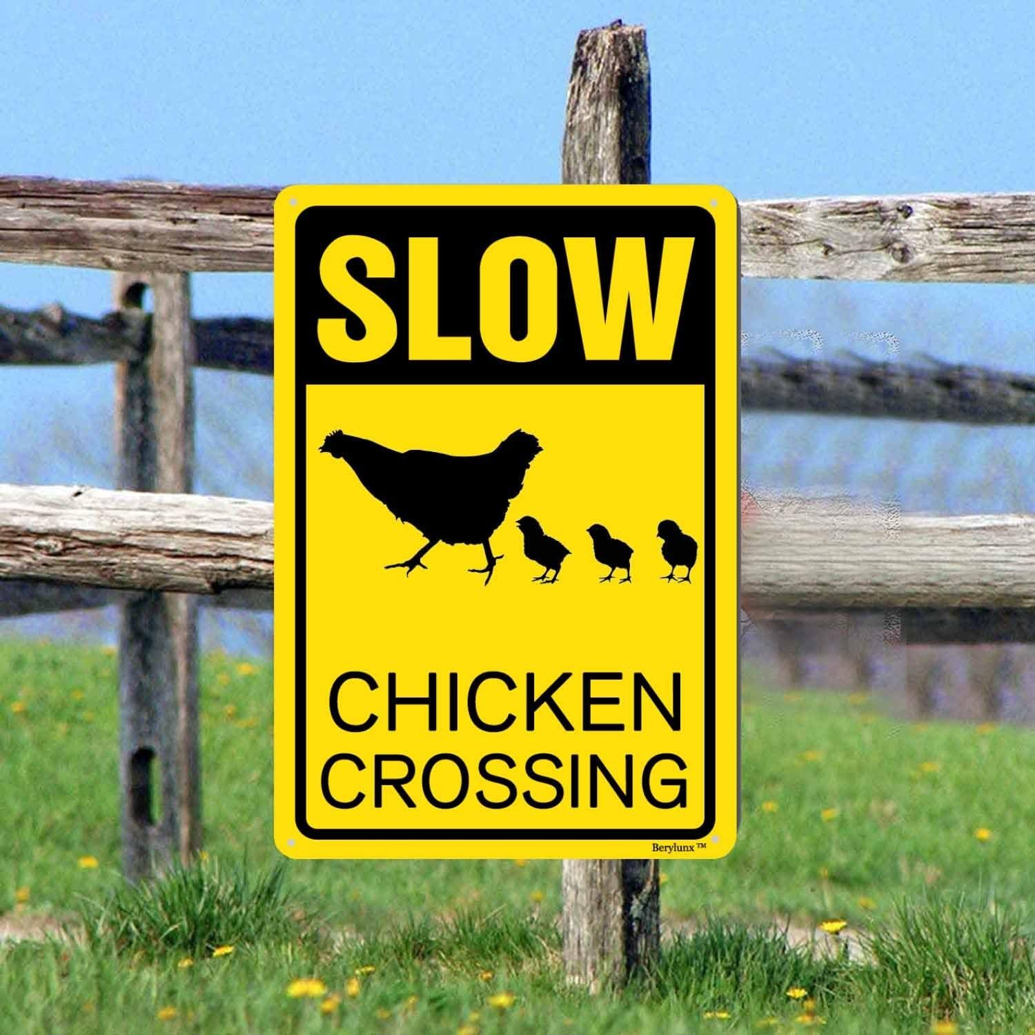 Chicken Crossing Signs,Neighborhood Road Sign,Please Slow Down Sign,Funny Yar…