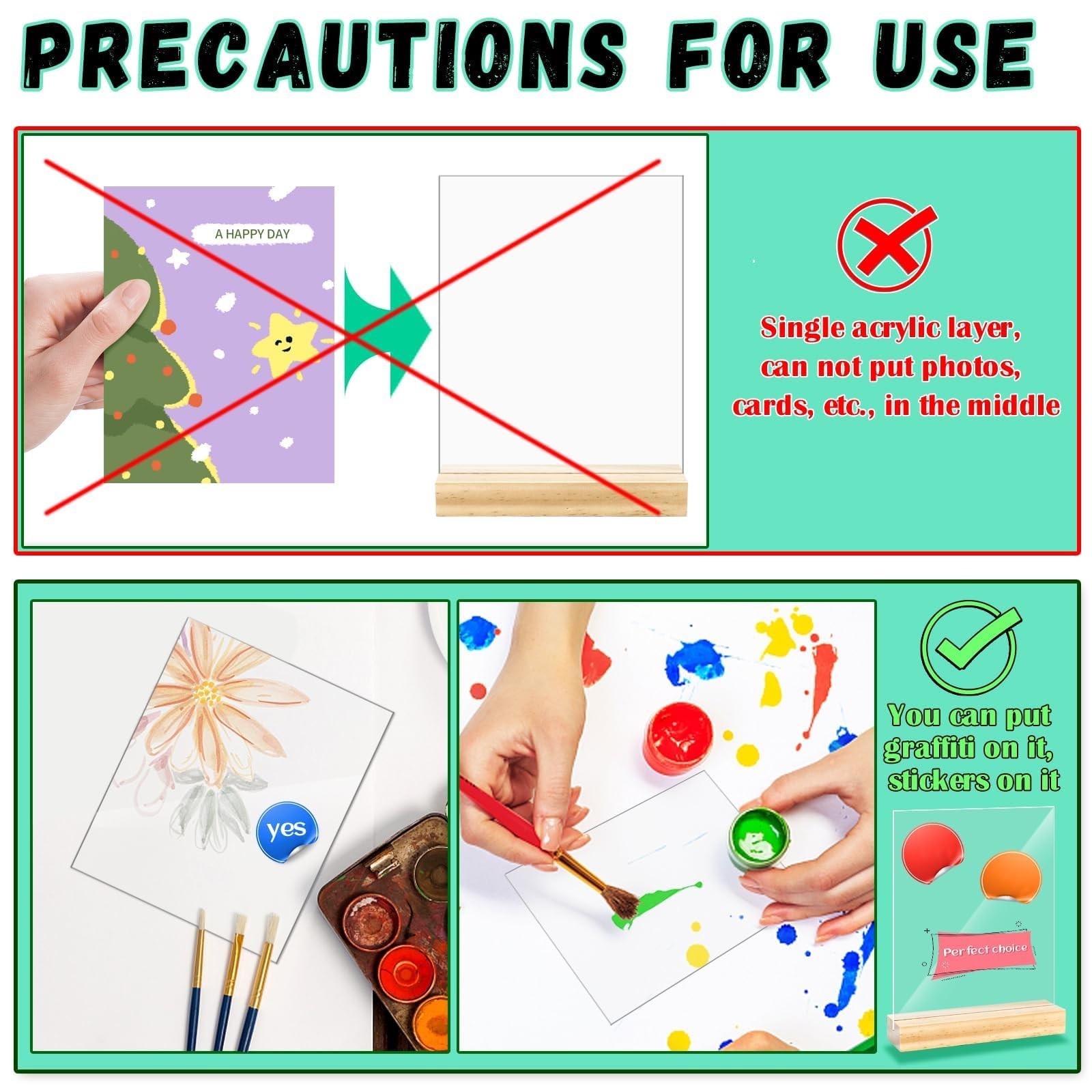 8 Pack Blank Clear Acrylic Table Displays With Wooden Stands 5×7 Inch Sign