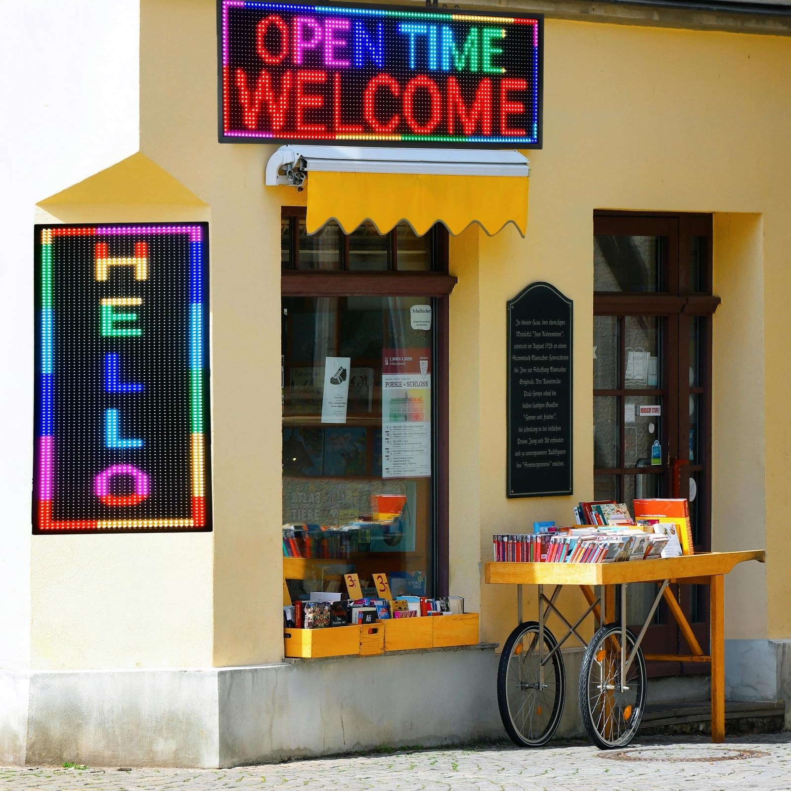P10 Outdoor Programmable Scrolling LED Sign 39″x14″ Full Color WiFi Custom Ba…