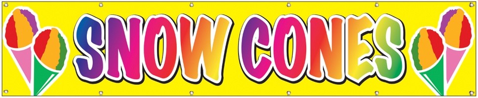 2×10 Ft SNOW CONES Banner Polyester Fabric Sign With Grommets yb