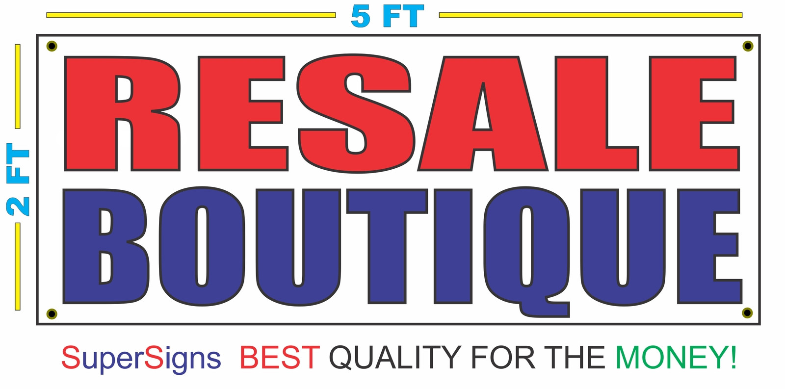 RESALE BOUTIQUE Banner Sign NEW 2×5 shoes shirts jewelry dresses pants scarfs