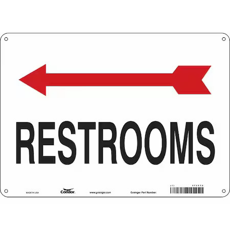 Condor 473Y75 Restrooms, 14 In W X 10 In H, Horizontal Rectangle, Polyethylene,