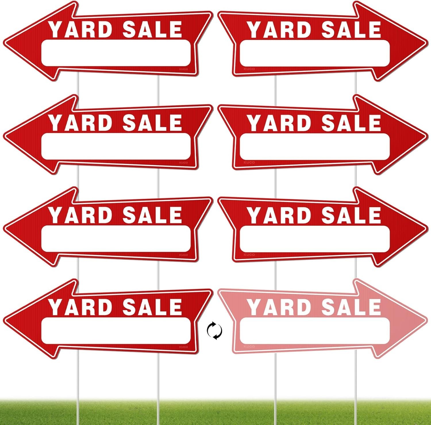 Yard Sale Signs 7 Pack Double Sided Arrows 16×6 Inch Stakes Outdoor