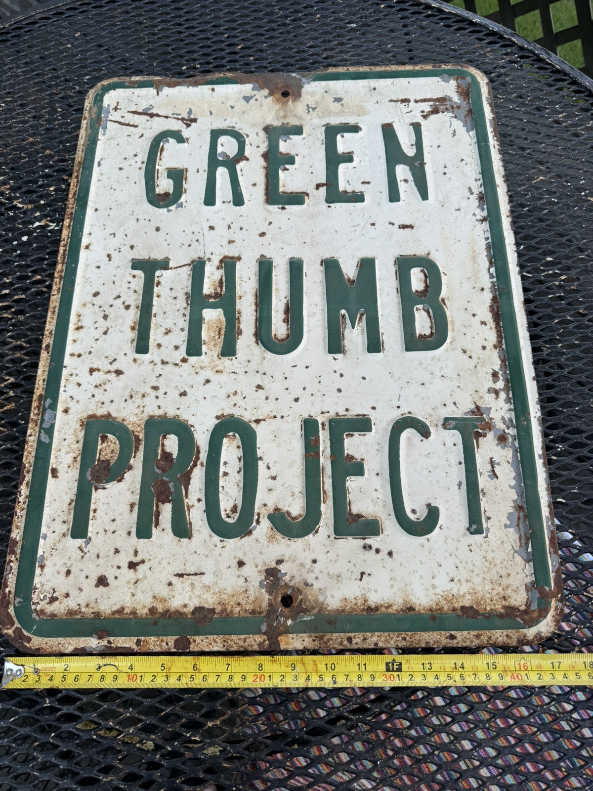 Green Thumb Project-Solid Steel Street Sign-1978-SUPER RARE- One of a kind