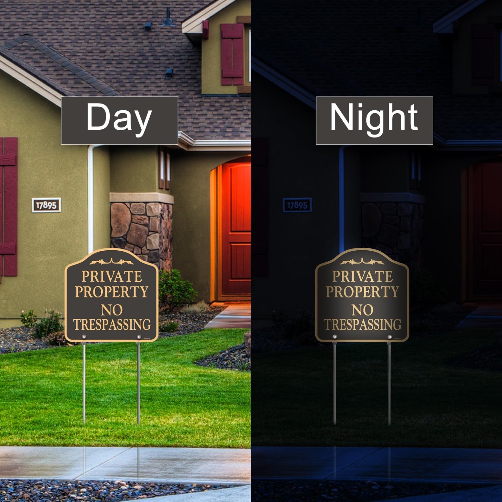 2 Pack Large No Trespassing Signs – Metal Aluminum, 12×12 Inches with Yard Stake
