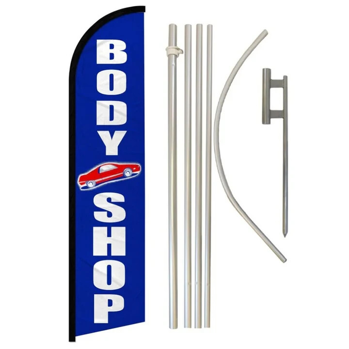 Auto Parts Alarms Body Shop Variation Windless Advertising Banner Flag Pole Kits