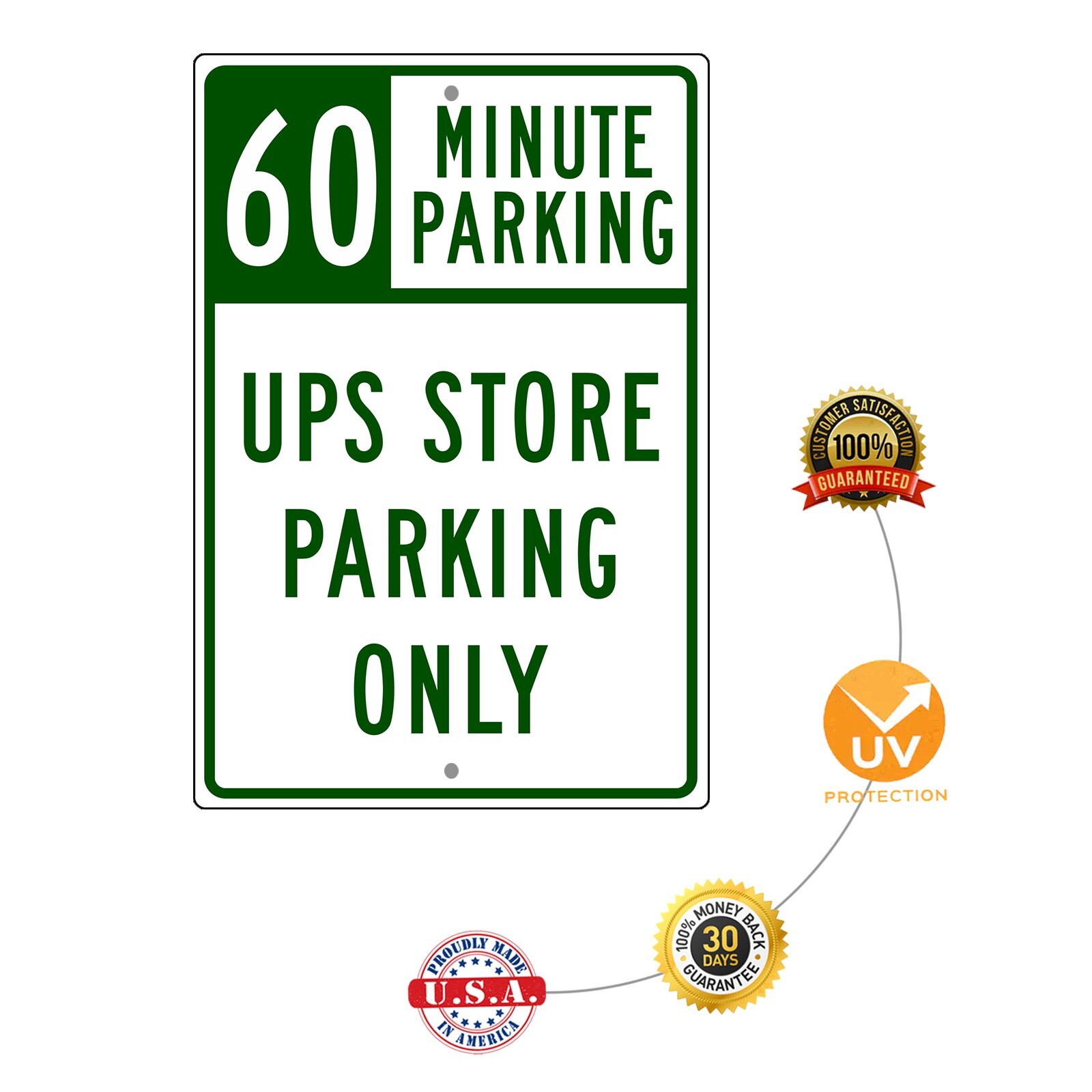 60 Minute Parking UPS Store Parking Only Notice Novelty Aluminum Metal Sign
