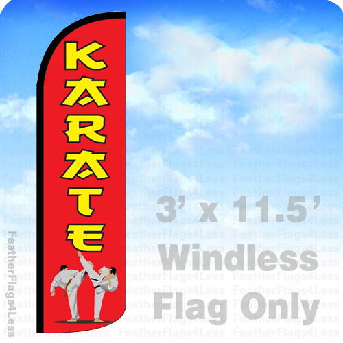 KARATE – Windless Swooper Flag Feather Banner Sign 3’x11.5′ rq