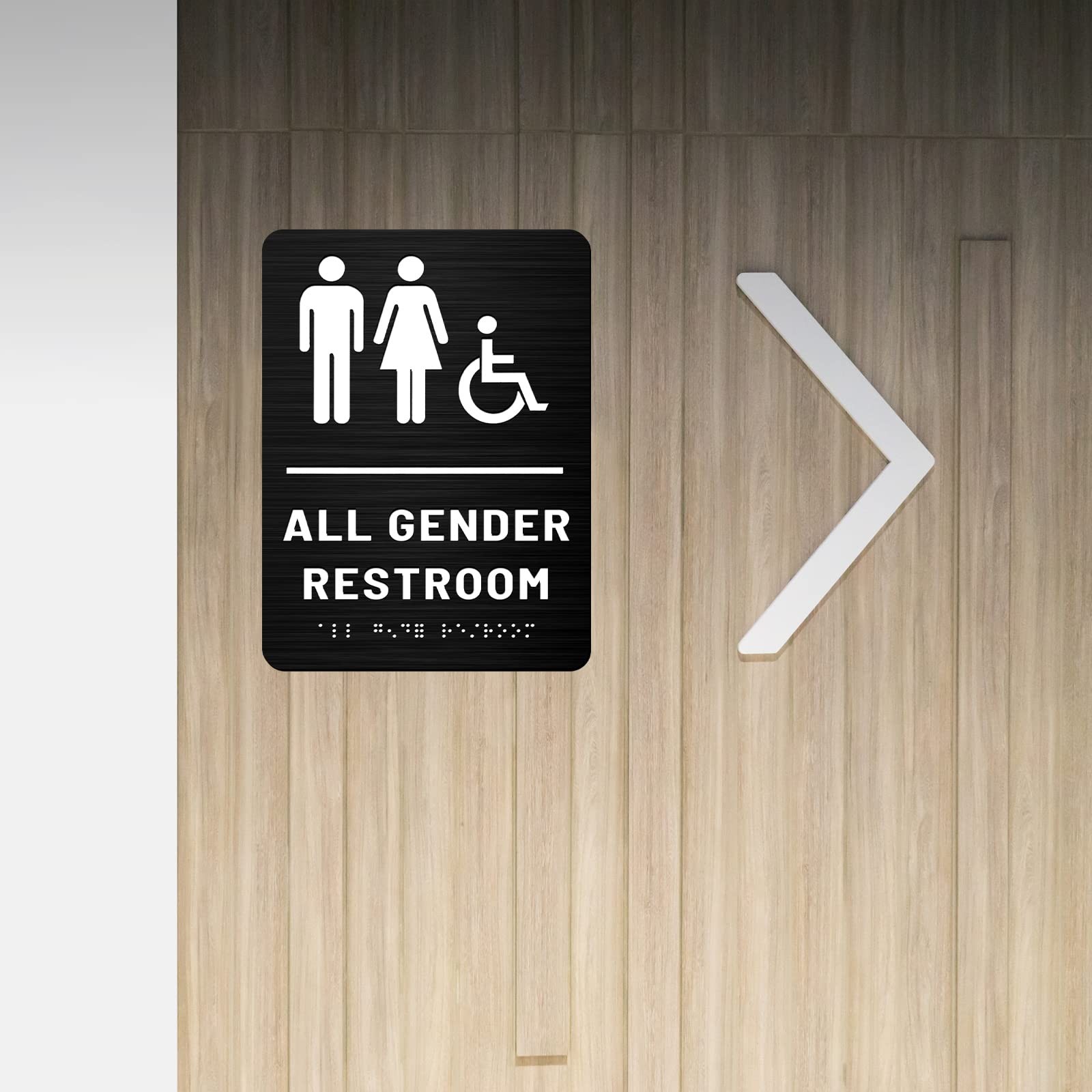 6x8Inch All Gender Bathroom Sign Unisex Restroom Sign for Business Office Public