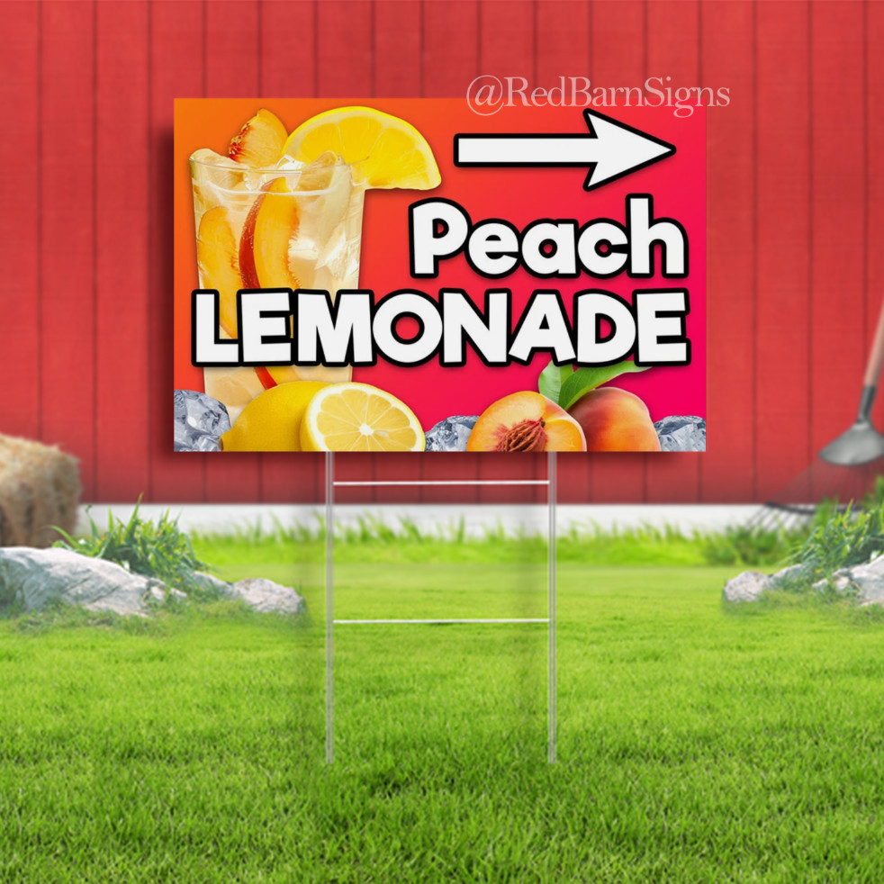 Peach Lemonade One-Sided Yard Sign with Metal Stakes