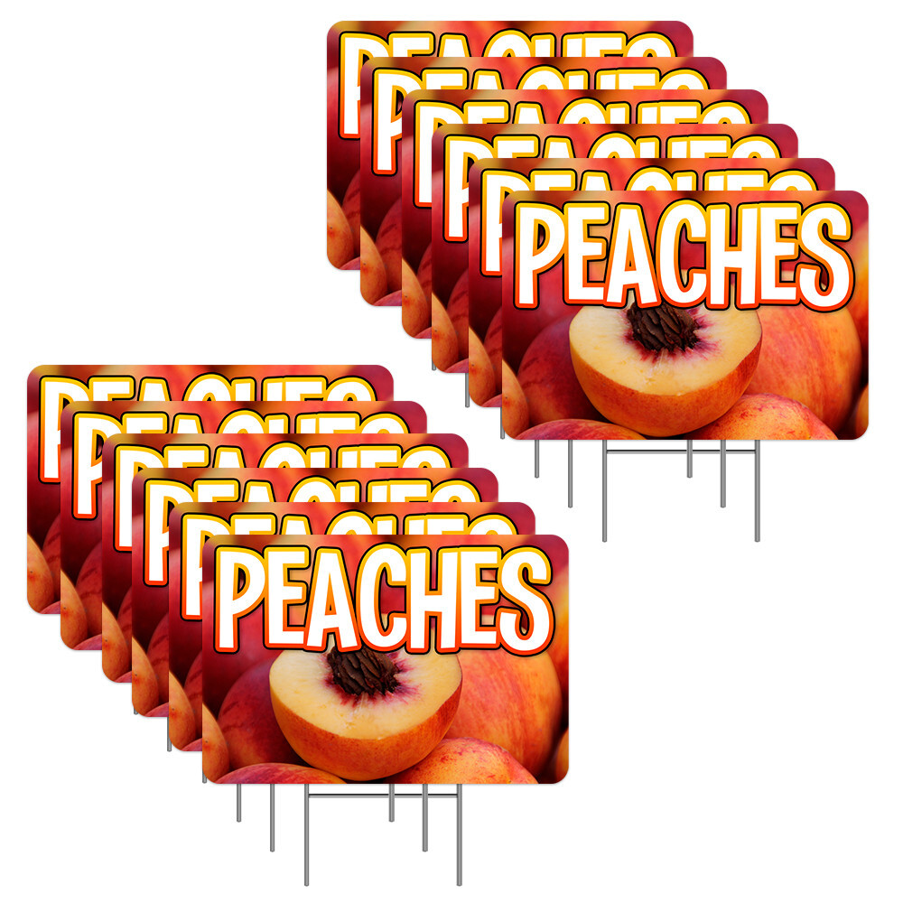 Peaches 12 Pack Yard Signs – Each Sign is 24″ x 16″ Single-Sided and Comes with