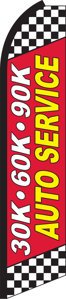 30K 60K 90K Auto Service 15′ Tall Swooper Flag & Pole Kit Feather Super Banner