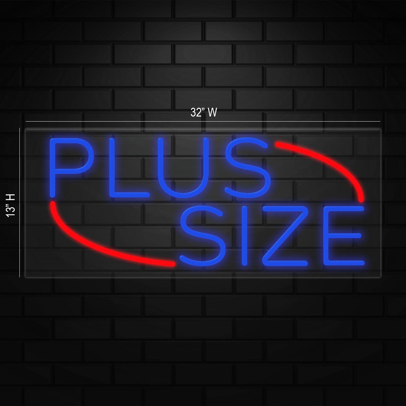 Plus Size Sign for Business Displays | LED Flex Neon | 32″W x 13″H x 1″D