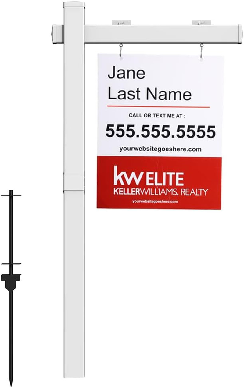 Vinyl PVC Real Estate Sign Post 6′ Tall (4″X 4″X 72″), Realtor Yard Sign Post wi