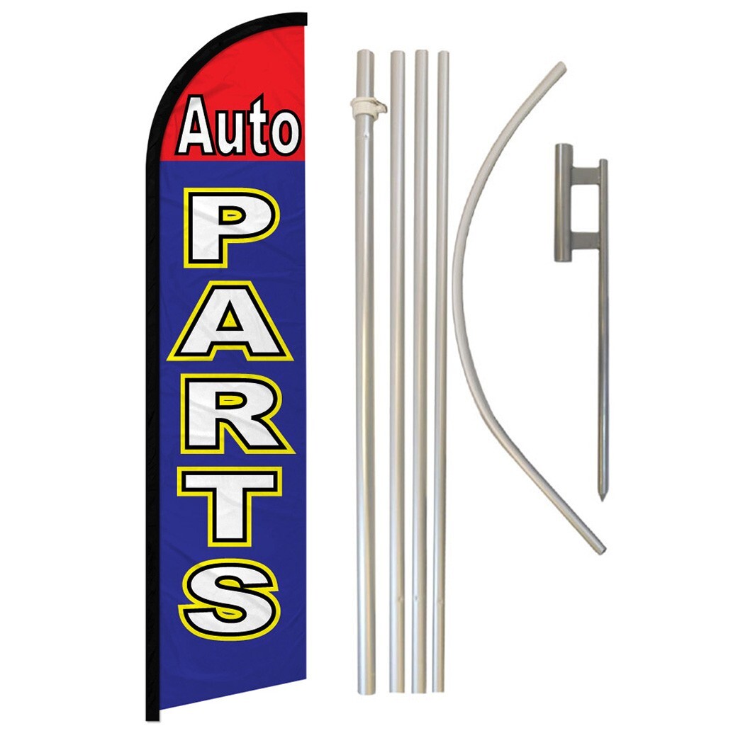 Auto Parts Full Curve Windless Swooper Flag Pole Kit Car Parts Mechanic RD/BL