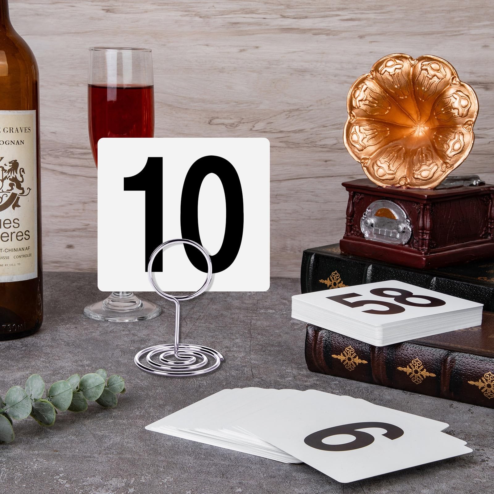 100 Pcs Table Numbers 1-100, Plastic Double Sided Table Number Cards, 4×3.7 I…