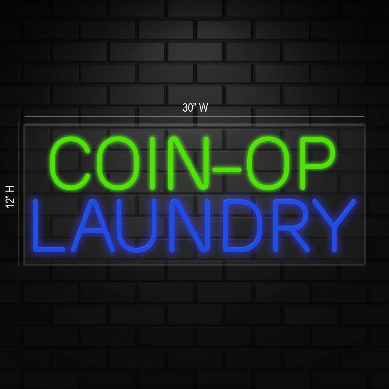 Coin-Op Laundry Neon Sign for Retail Displays | LED Flex Neon |30″W x 12″H x 1″D