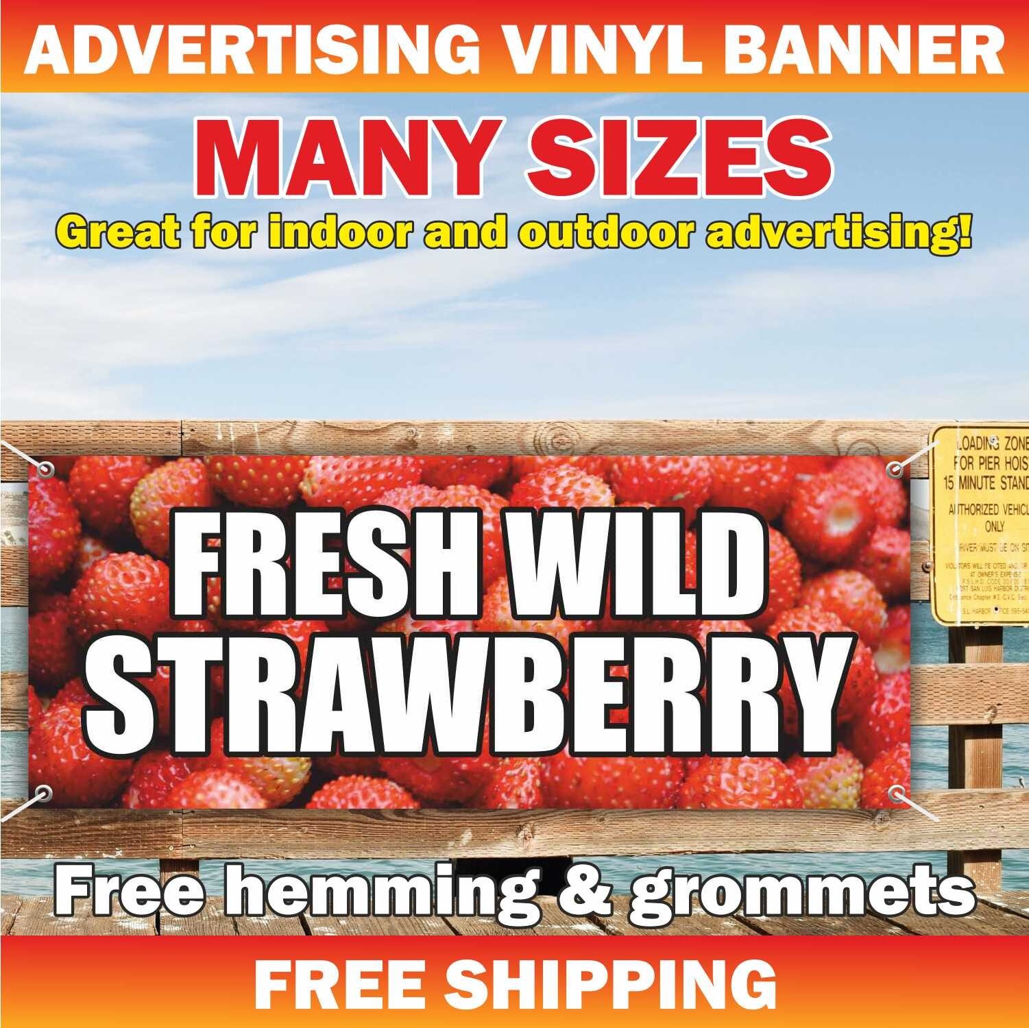 Fresh Wild Strawberry Advertising Banner Vinyl Sign Berry Fruits Vegetables Farm