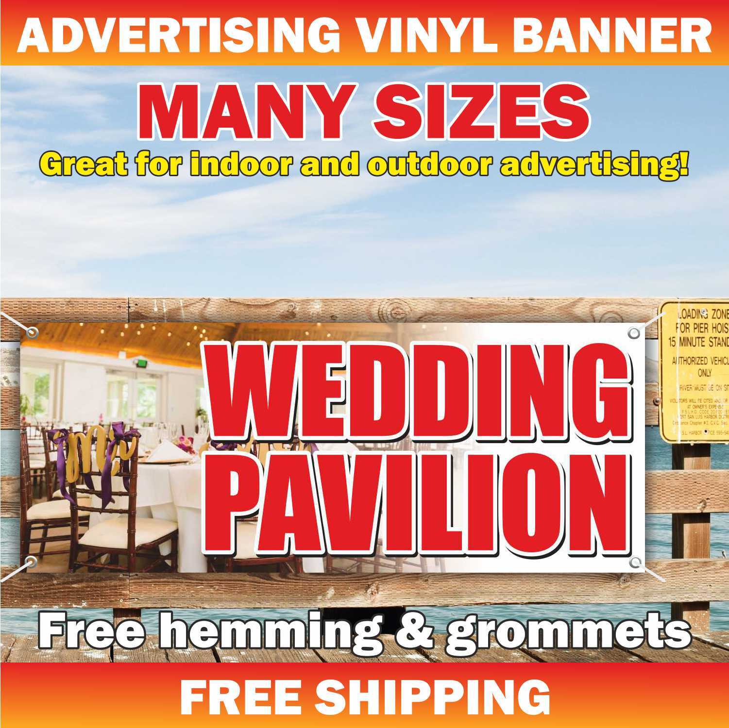 WEDDING PAVILION Advertising Banner Vinyl Mesh Sign Gowns Event Dresses Rent buy