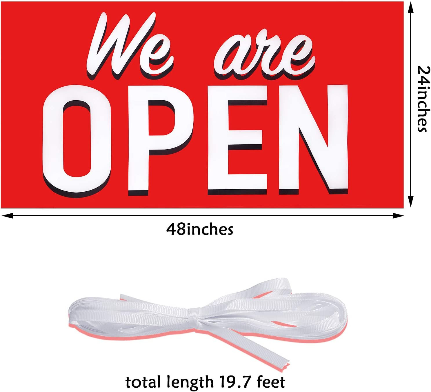We Are Open Banner 24X48 Inch Polyester Store Sign Outdoor Indoor Business D�Cor