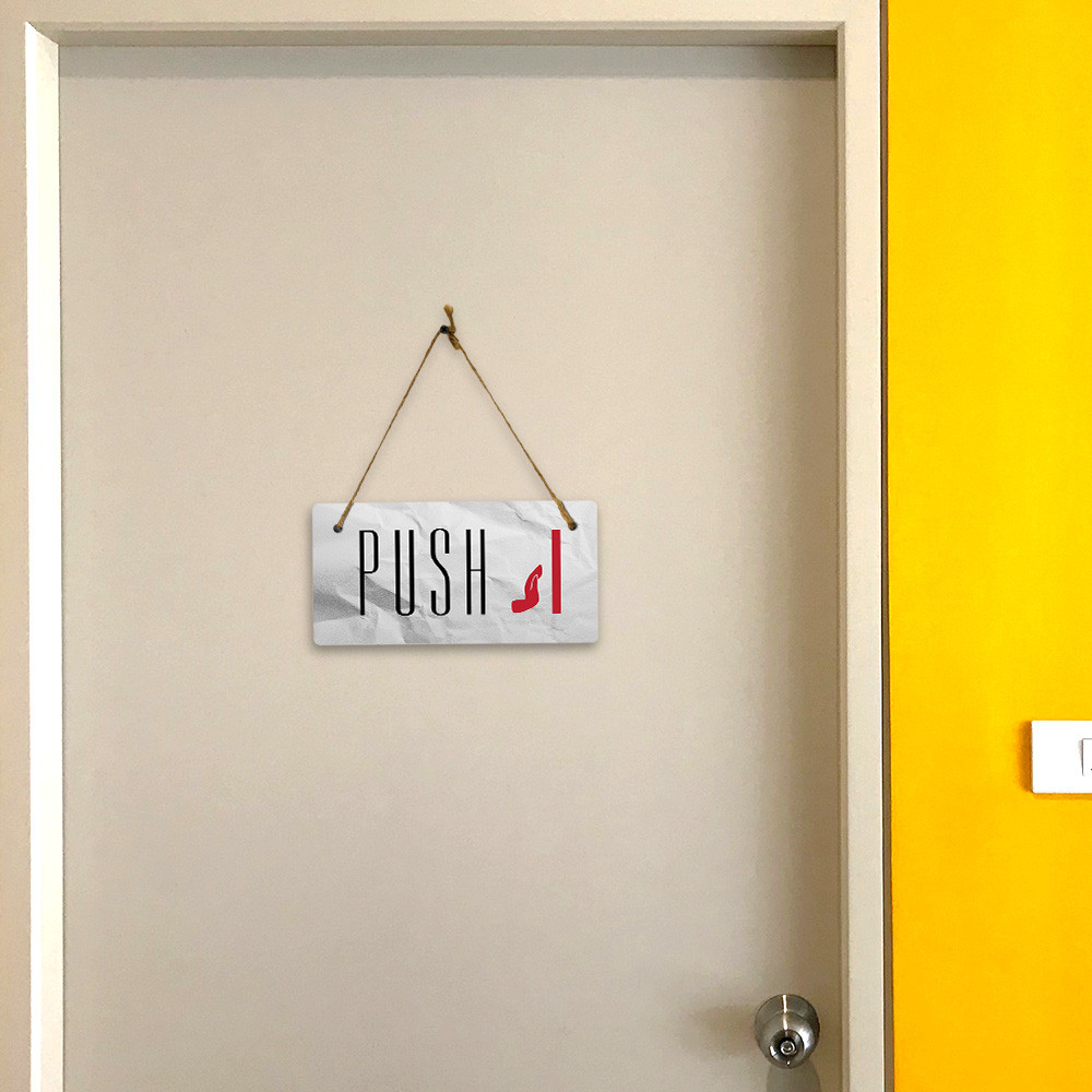 Push 5″ x 10″ Hanging Wall or Door Sign | Rustic Twine | Home and Business