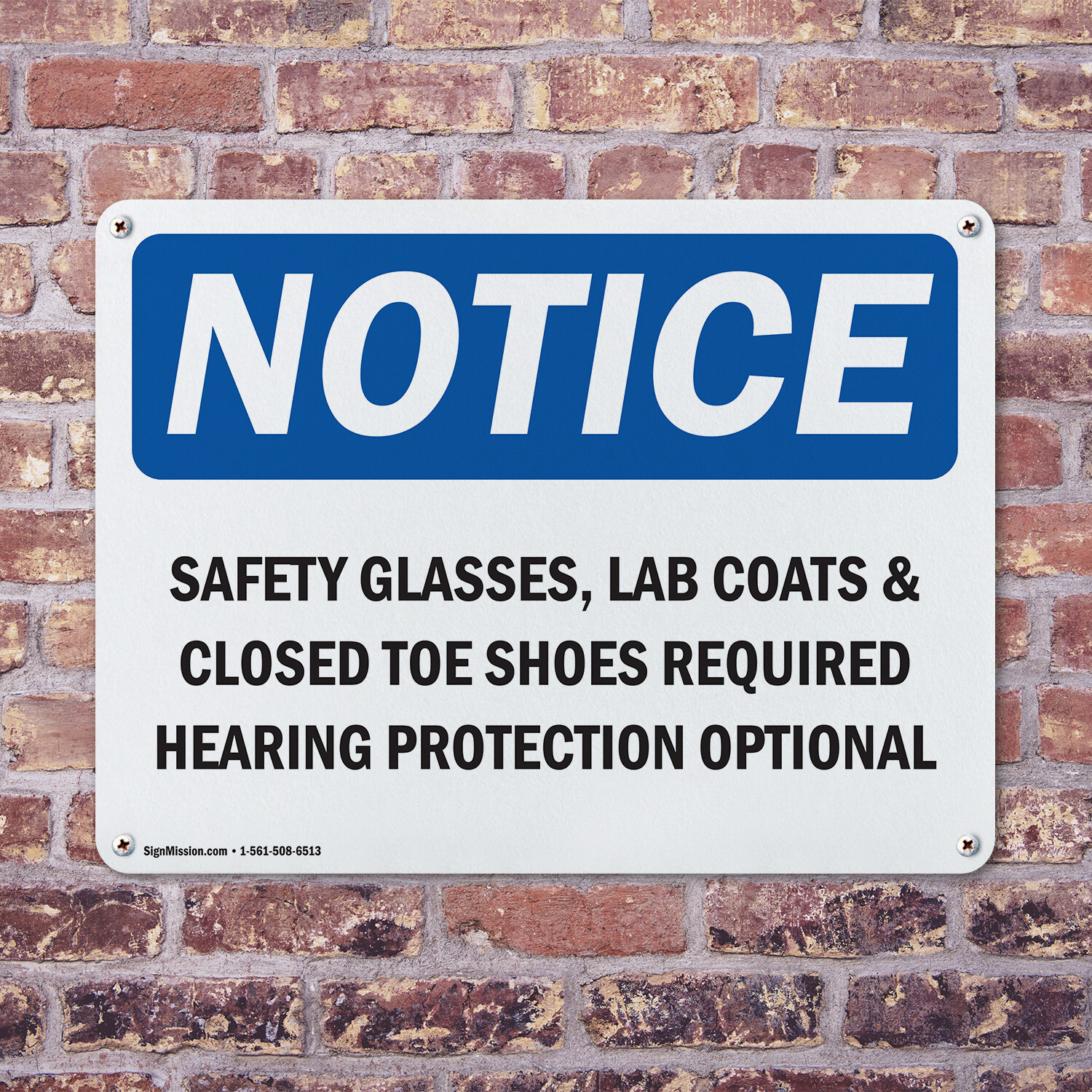 (2 Pack) Safety Glasses Lab Coats & Closed Toe Shoes OSHA Notice Sign Decal