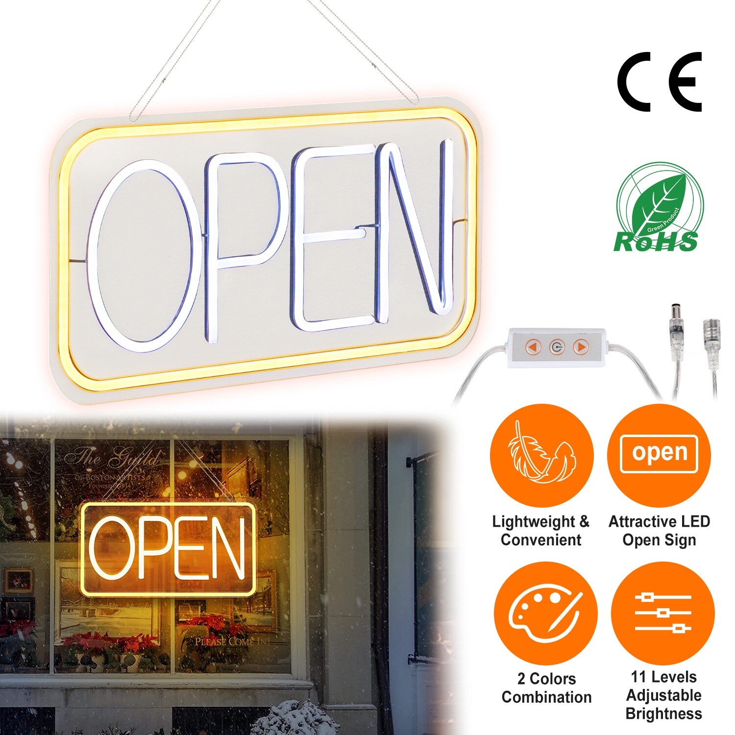 Open Sign Business Led Neon Bright Light Store Shop Bar Large Close Pub Business
