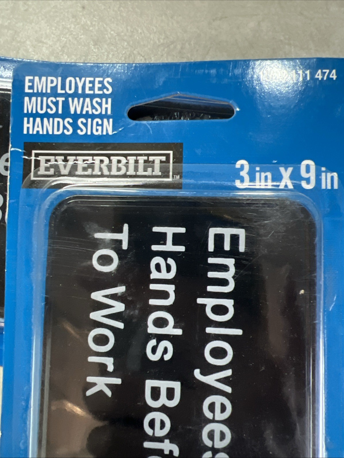 Employees Must Wash Hands Signs 3 by 9″ for Business Restrooms & Kitchens 2-Pack