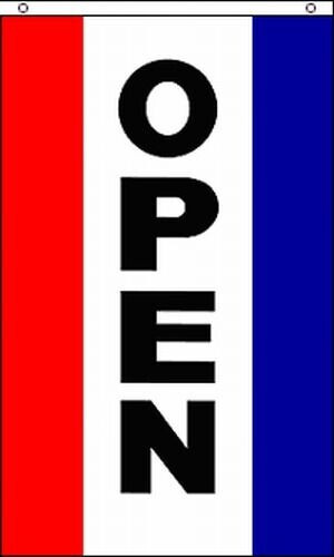 OPEN Vertical Advertising Flag Banner Sign 3×5 ft Business Store Restaurant Shop