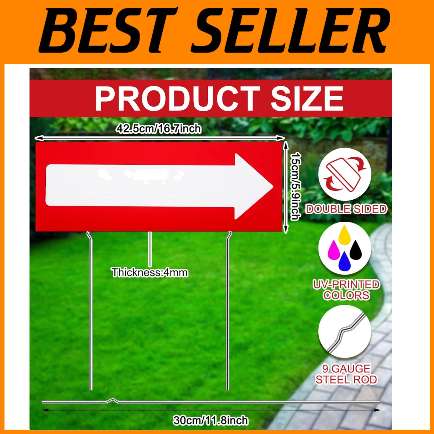 Double Sided Arrow Yard Sign Set with Metal Stakes